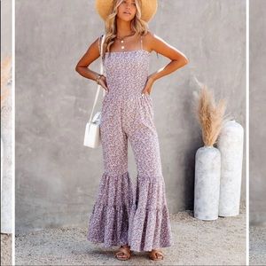 Somer Floral Smocked Flared Leg Jumpsuit